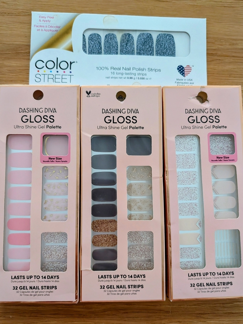 Dashing Diva Gloss Gel Nail Strips - Pink, Gray & Glitter Mix
